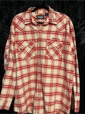 Men's Resistol Red Plaid Western Button-Up Shirt